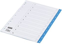 TABBLAD A4 11R 1-10  10 DELIGE SET BLAUWE TABBLADEN  120 MICRON POLYPROP.