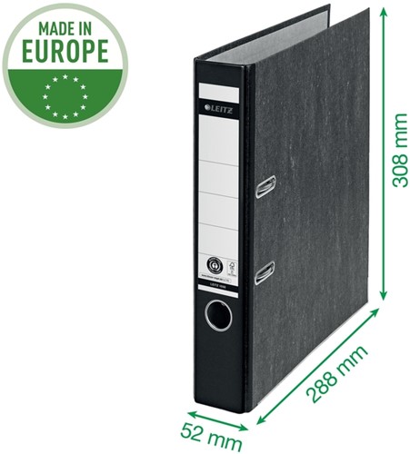 Ordner Leitz 1050 180° 52mm Recycle karton A4 zwart (gewolkt)-5