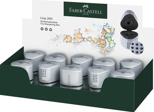 Puntenslijper Faber-Castell 2001 trio grip zilver-11