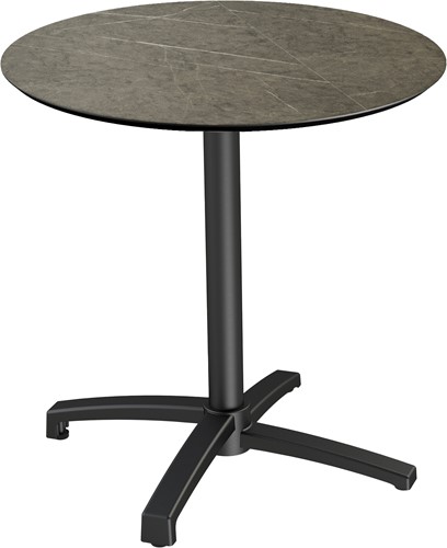 VEBA X Cross terrasstafel Ø70 cm (rond) - Midnigt Marble - Zwart