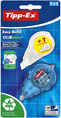 Correctieroller Tipp-ex 5mmx14m easy refill + refill ecolutions blister a 1+1