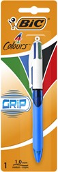 Balpen Bic 4kleuren grip medium blauw blister à 1 stuk