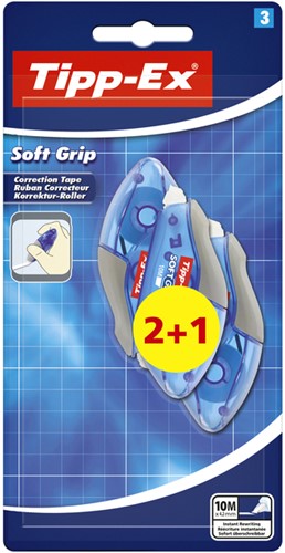 Correctieroller Tipp-ex soft grip 4,2mmx10m blister 2+1 gratis