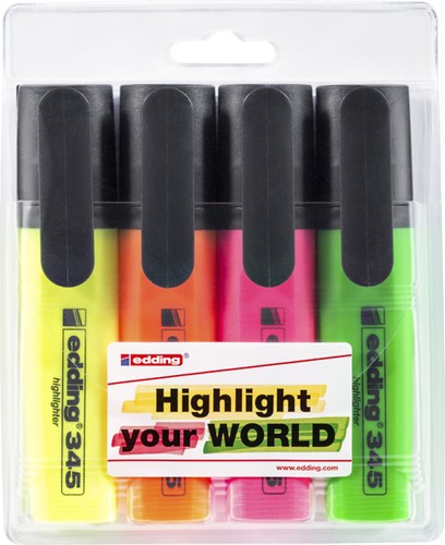Markeerstift edding 345 2-5mm blister à 4 kleuren