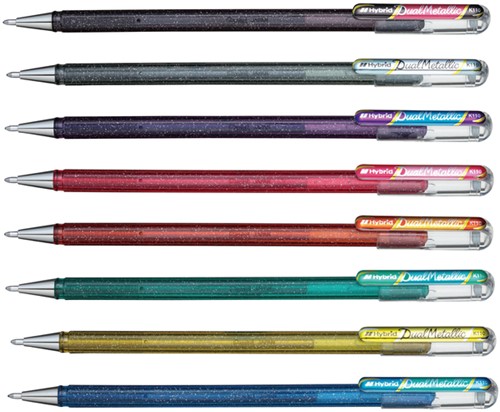 Gelschrijver Pentel K110 Dual medium metallic assorti 8 kleuren-3