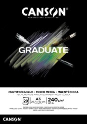 Tekenblok Canson Graduate Mixed Media black paper A3 20vel 240gr