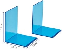 Boekensteun MAUL 10x10x13cm acryl set 2 neon blauw transparant-3
