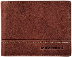 Portemonee Maverick Rough Gear compact kleingeldvak RFID leer bruin
