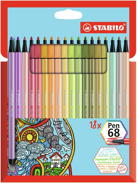 Viltstift STABILO 68 8 kleuren assorti bij Sijbes