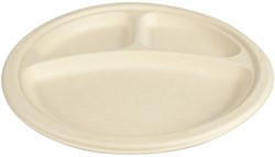 Bord IEZZY 260mm 3 vaks suikerriet PFAS-vrij naturel 50 stuks