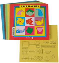 Vouwblaadjes vierkant 12x12cm 65gram assorti 90 vel