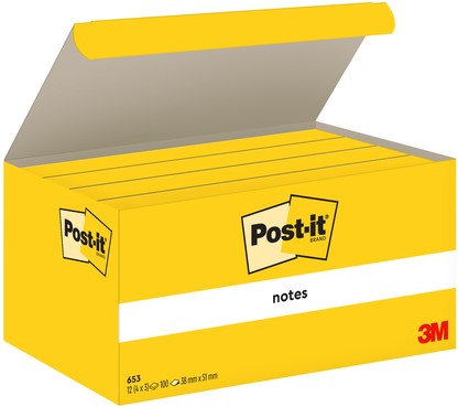 Memoblok Post-it 653 38x51mm geel 3 stuks-2