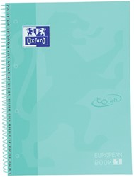 Notitieboek Oxford Touch Europeanbook A4+ 4-gaats lijn 80vel pastel mint