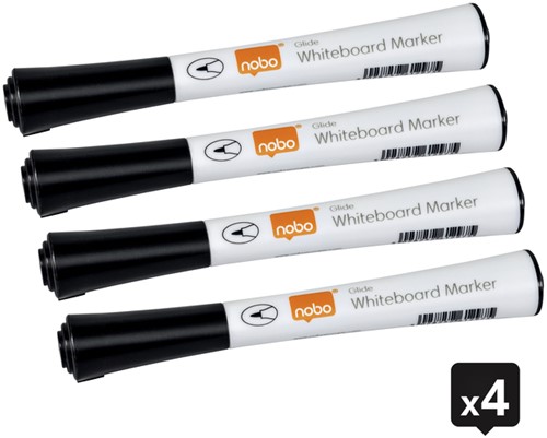 Whiteboardmarker Nobo Glide fijn zwart 1mm 4stuks-3