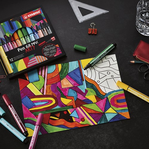 Viltstift STABILO Pen 68 /12 Max Arty assorti etui à 12 stuks-1