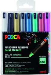 Verfstift Posca PC1MR extra fijn metallic assorti set à 8 stuks