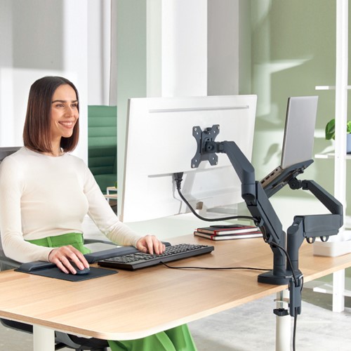 Monitor- en laptoparm Leitz Ergo ruimtebesparend dubbel donkergrijs-6