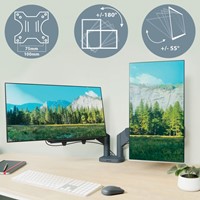 Monitorarm Leitz Ergo ruimtebesparend dubbel donkergrijs-5