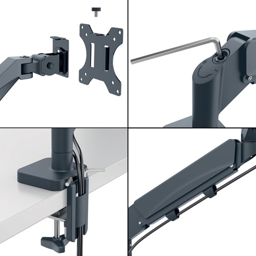 Monitorarm Leitz Ergo ruimtebesparend dubbel donkergrijs-9