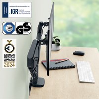 Monitorarm Leitz Ergo ruimtebesparend dubbel donkergrijs-11