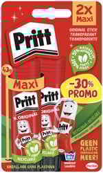 Lijmstift Pritt Stick Original 43gr blister à 2 stuks Promo