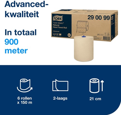 Handdoekrol Tork H1 Matic Advanced 2-laags 150m naturel 290099-2