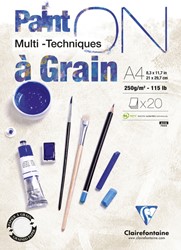 Tekenblok Clairefontaine Paint On A4 gekorreld 20 vel 250gr