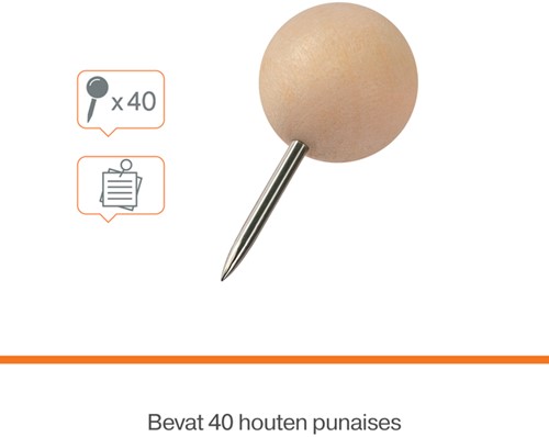 Punaises Nobo hout voor memobord 40 stuks-3