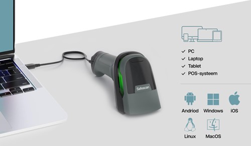 Barcodescanner Safescan 330-W bedraad + standaard-3