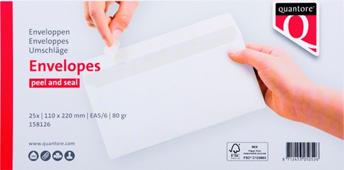 Envelop Quantore bank EA5/6 110x220mm zelfklevend wit 25 stuks-3