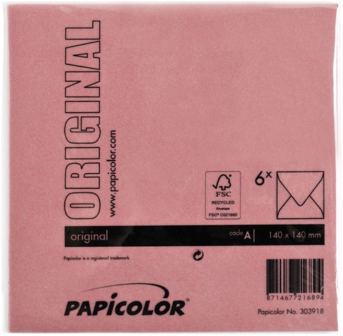 Envelop Papicolor 140x140mm rood pak à 6 stuks-3