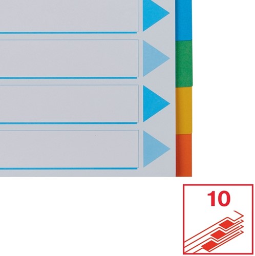 Tabbladen Esselte Standaard A4 10-delig karton 11-rings met voorblad assorti-4