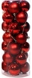 KERSTBAL ROOD PLAST 6CM INCL HAAKJE 28ST