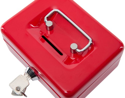 Geldkist MAUL met muntgleuf en slot 125x95x60mm rood-3