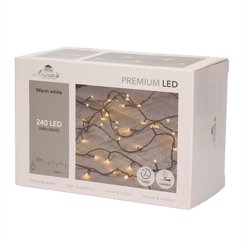 KERSTVERLICHT WARMWIT BINNEN & BUITEN 240 LAMPJES OP 24 METER SNOER