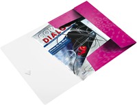 Elastomap Leitz WOW A4 3 kleppen PP roze-1