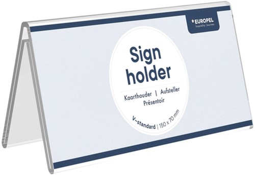 Tafelnaambord Europel V-standaard 70x150mm acryl