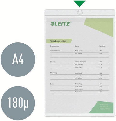 Insteekmap U-model Leitz Premium met ophangoog 0.20mm PVC A4 transparant 50 stuks-5