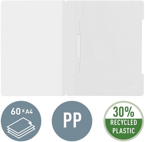 Snelhechter Leitz Standaard A4 gerecycled PP wit-1