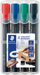 Viltstift Staedtler Lumocolor 350 permanent schuin assorti 4 stuks