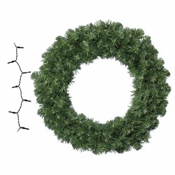 KERSTKRANS GROEN 50CM INCL. HELDER WITTE VERLICHTING 