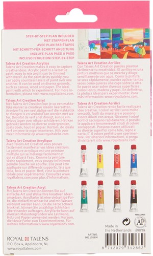 Acrylverf Talens Art Creation met stappenplan 12ml set à 8 kleuren-1