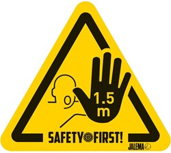 WAARSCHUWINGSSTICKER HOUD AFSTAND 150X170MM (4 STUKS)