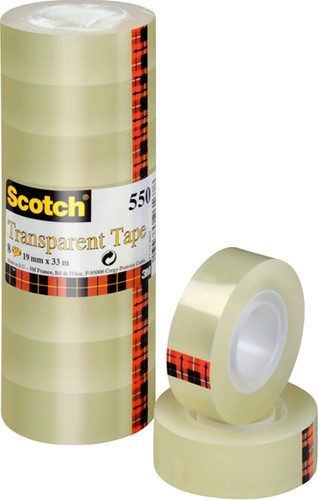 Plakband - Scotch 550 - 19mm x 33m - transparant - pak