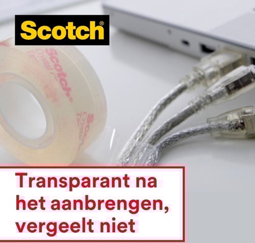 Plakband Scotch Crystal 600 19mmx15m transparant  + handdispenser-2