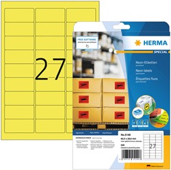 Etiket HERMA 5140 63.5x29.6mm neon geel 540 stuks
