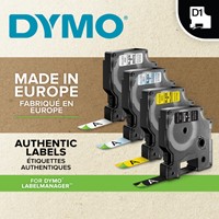 Labeltape Dymo LabelManager D1 polyester 19mm zwart op wit 10 stuks-15