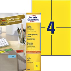 Etiket Avery 3459 105x148mm A6 geel 400 stuks