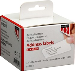 Labeletiket Quantore 11354 57mmx32mm adres wit 1000 stuks