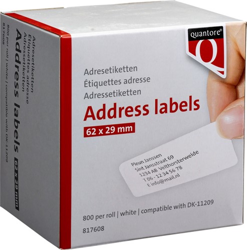 Labeletiket Quantore DK-11209 29x62mm adres wit 800 stuks-2